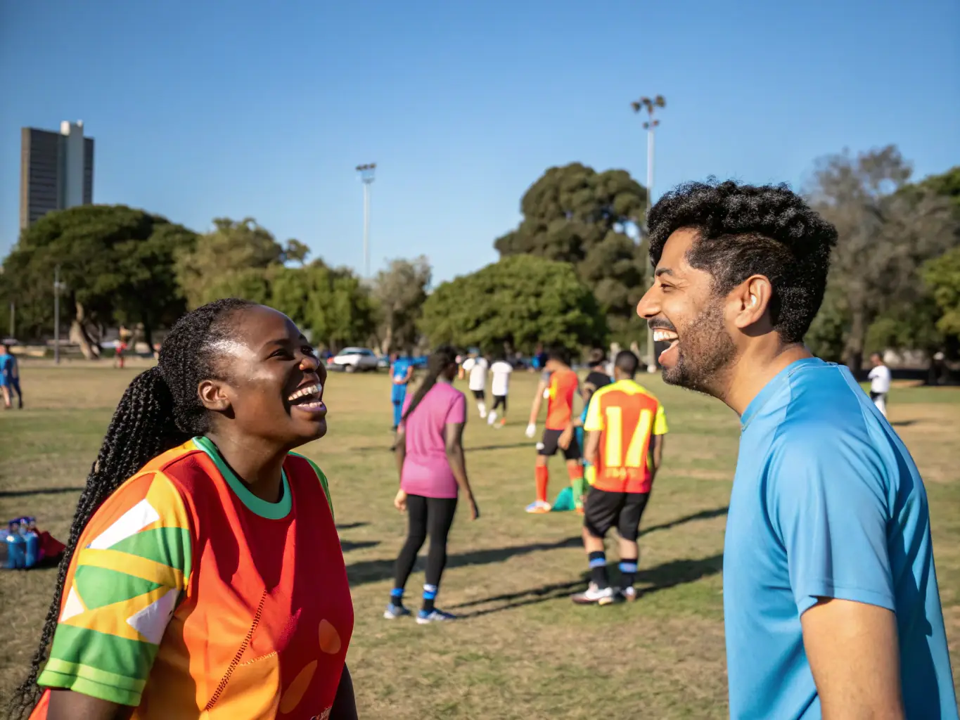 A group of diverse community members participating in a sports tournament, showcasing teamwork, healthy competition, and the organization's commitment to promoting active lifestyles.